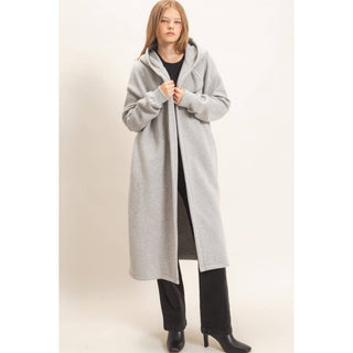 Oversized Hooded Open Front Coat