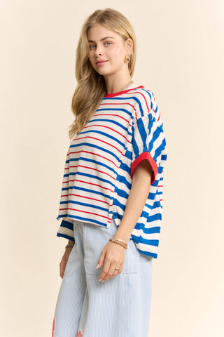 Striped Short Sleeve Boxy Tee