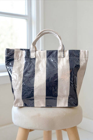 Navy and Beige Striped TOTE BAG