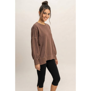 Pigment  Dye Oversized Raw Edge Sweatshirt
