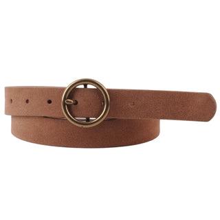 Brass-Toned Buckle Leather Belt