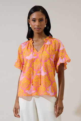 Jaidy Floral Erie Split Neck Top