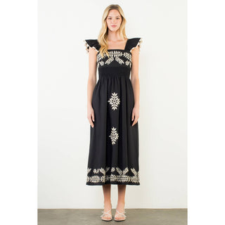 Shleby Embroidered Midi Dress