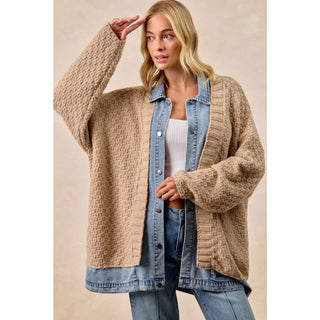 Layered Denim Cardigan