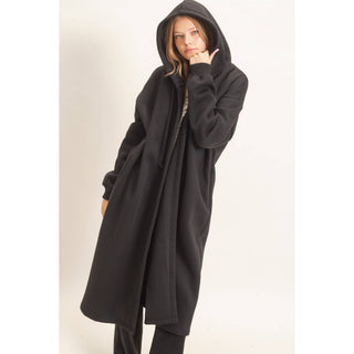 Oversized Hooded Open Front Coat