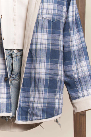 Reversible Corduroy and Plaid Flannel Shacket