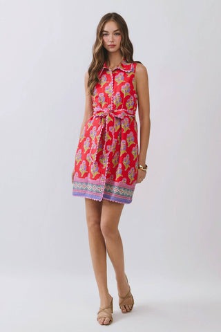 Floral Print Belted Mini Dress