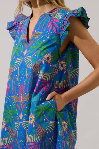 Yori Tropical Evalyn Ruffle Mini Dress