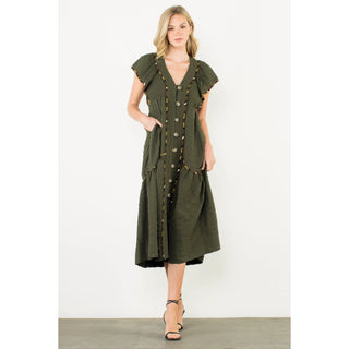 Flutter Sleeve Midi Dress