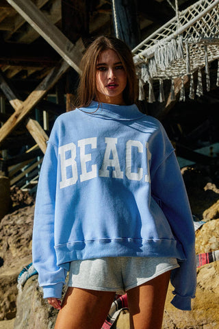 LAKE + BEACH | Reversible Mock-neck Crop Sweatshirt