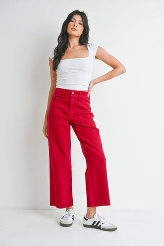 High Rise Utility Wide Leg Jean