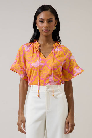 Jaidy Floral Erie Split Neck Top