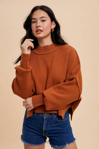 KNITTED MOCKNECK PULLOVER SWEATER