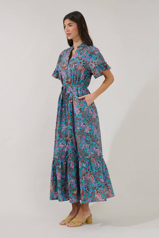 Alna Button Up Midi Dress Berlin Floral