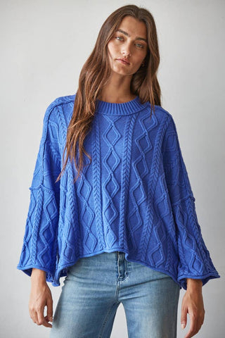 Sarah Cable Knit 3/4 Sleeve Sweater