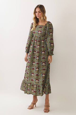 Floral Square Neck Maxi Dress