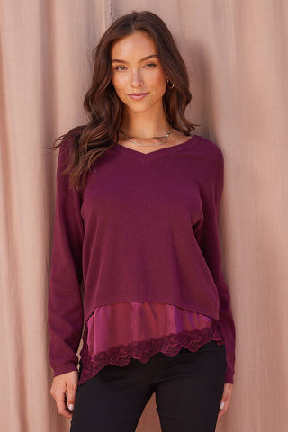 Emma Lace Hem V-Neck Top