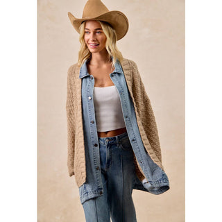 Layered Denim Cardigan