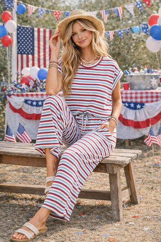 4th of July Americana Ribbed Striped Lounge Set