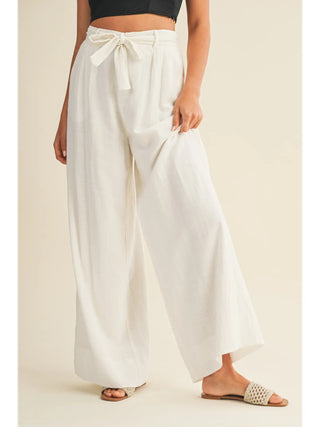 Trousers with Lace-Trimmed Belt