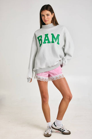 MAHJONG  Reversible "MAHJ"&"BAM" Mock Neck Sweatshirt