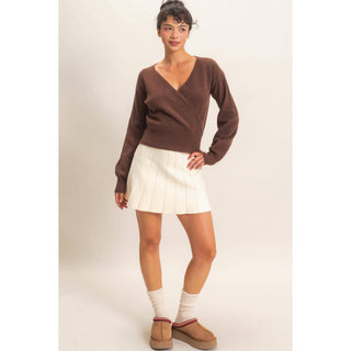 Wrap V Neck Sweater