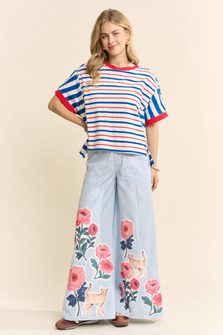 Striped Short Sleeve Boxy Tee