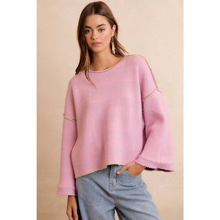 Striped Reversible Rolled Sleeve Sweater
