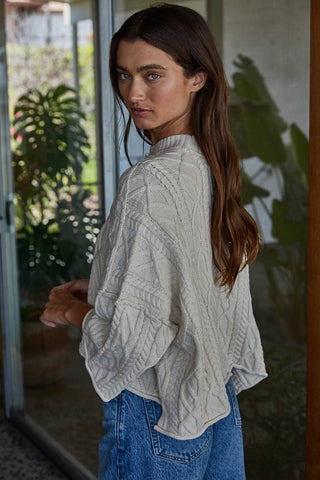 Sarah Cable Knit 3/4 Sleeve Sweater