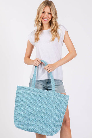 Crochet Straw Tote Bag