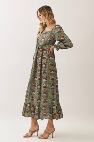 Floral Square Neck Maxi Dress
