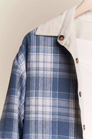 Reversible Corduroy and Plaid Flannel Shacket