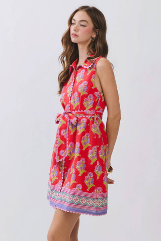 Floral Print Belted Mini Dress