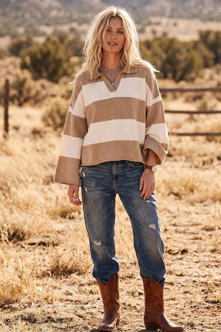 Oversized Gameday Rugby Stripe Sweater
