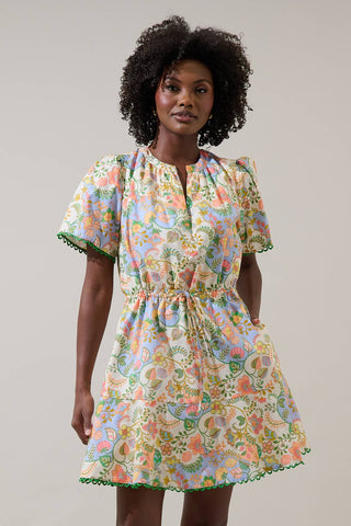 Zamara Floral Bouse Shift Mini Dress