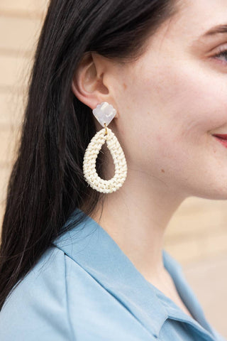 Malia Earrings - Light Rattan