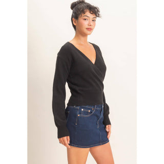 Wrap V Neck Sweater