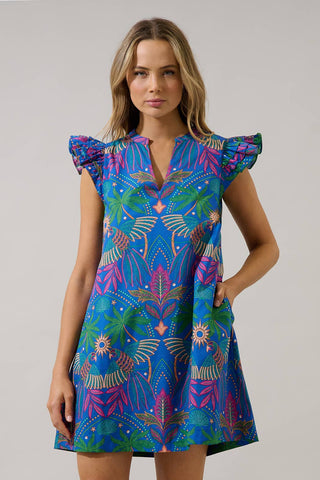Yori Tropical Evalyn Ruffle Mini Dress