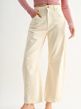 Raw Hem Barrel Jeans