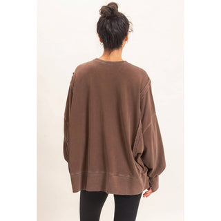 Pigment  Dye Oversized Raw Edge Sweatshirt