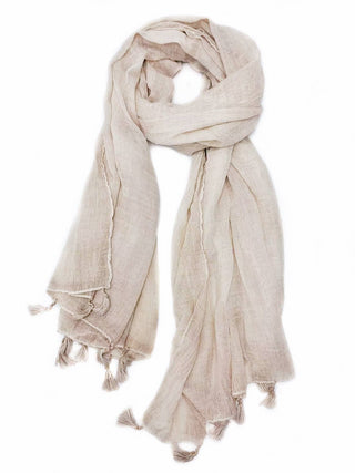 Solid Tassel-Trim Scarf