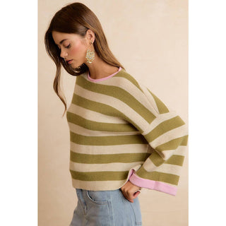 Striped Reversible Rolled Sleeve Sweater