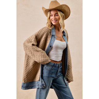 Layered Denim Cardigan