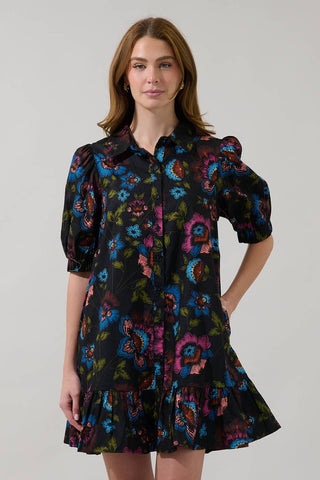 Levy Button Down Shift Dress Duna Floral