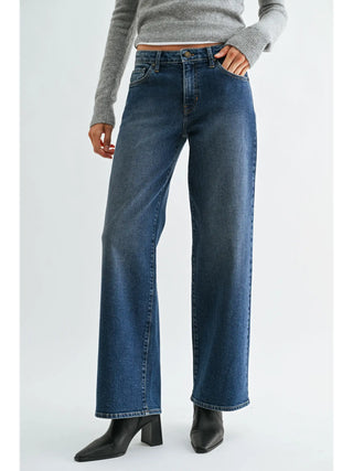 Mid-Rise Slim Wide Leg - Dark
