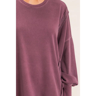 Pigment  Dye Oversized Raw Edge Sweatshirt
