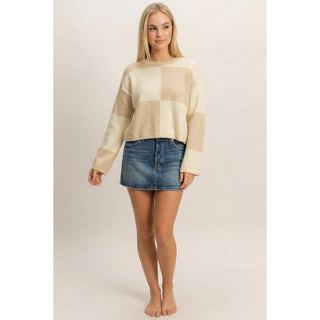 Crew Neck Checkered Sweater