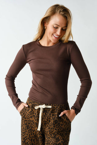 Essential Long-Sleeved Micro-Ribbed Athleisure Top
