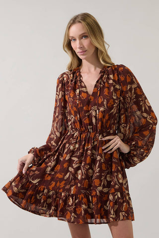 Paxton Balloon Sleeve Mini Dress Autumn