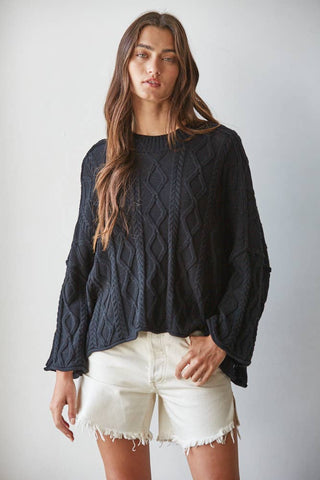 Sarah Cable Knit 3/4 Sleeve Sweater